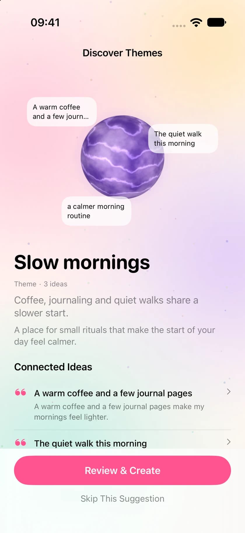 Theme suggestion with source ideas